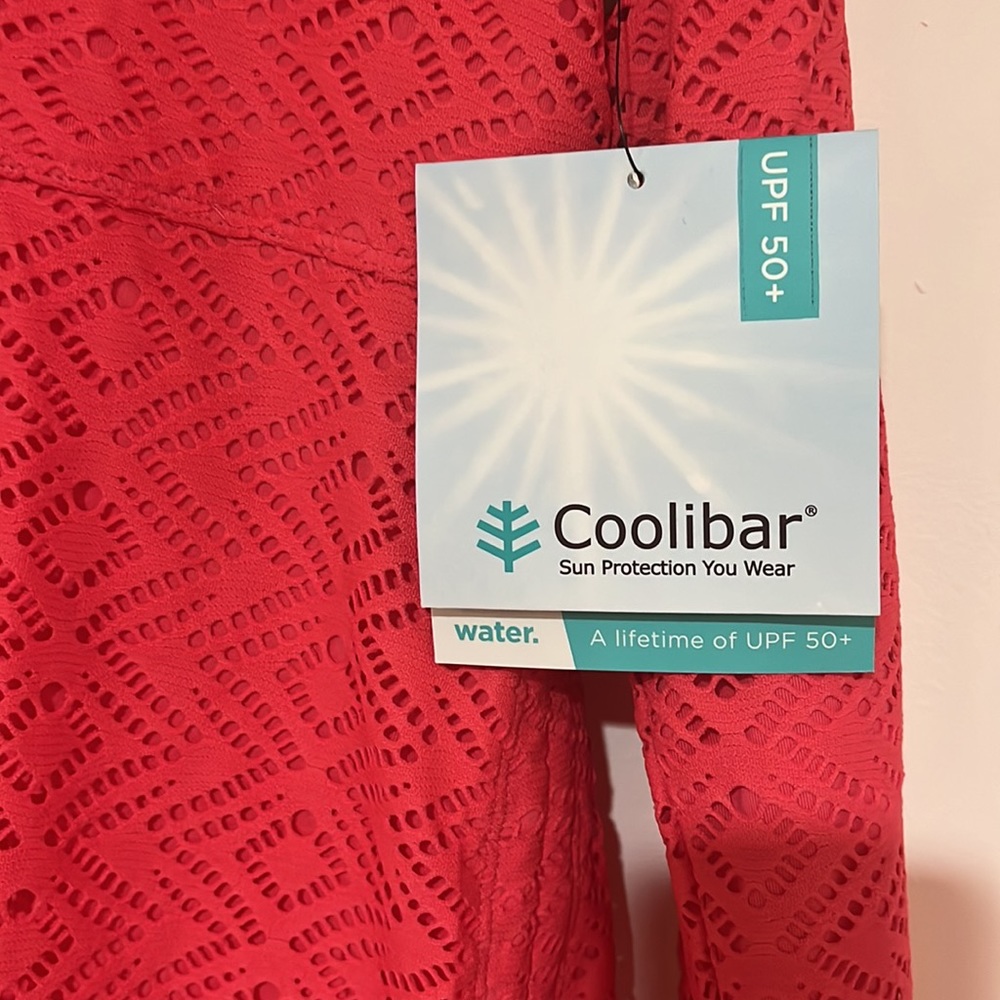 Coolibar Womens Crochet Ruche Swim Shirt UPF 50+ Size Medium - Picture 2 of 8